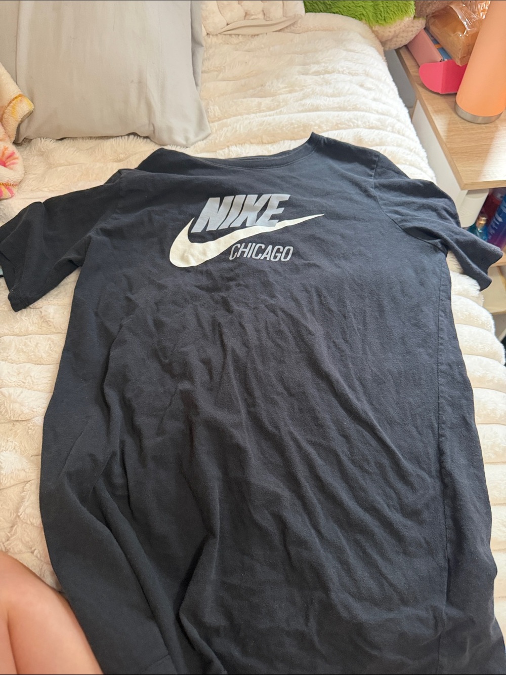 Nike Black Short Sleeve Tee with White Swoosh and Chicago Text